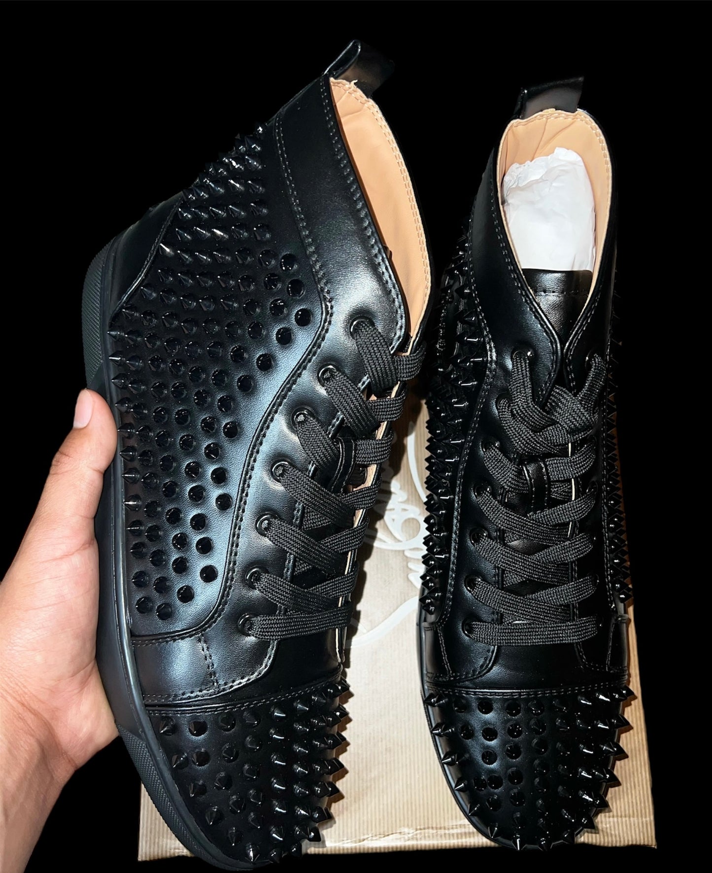 High Top Black Spikes ( Leather )